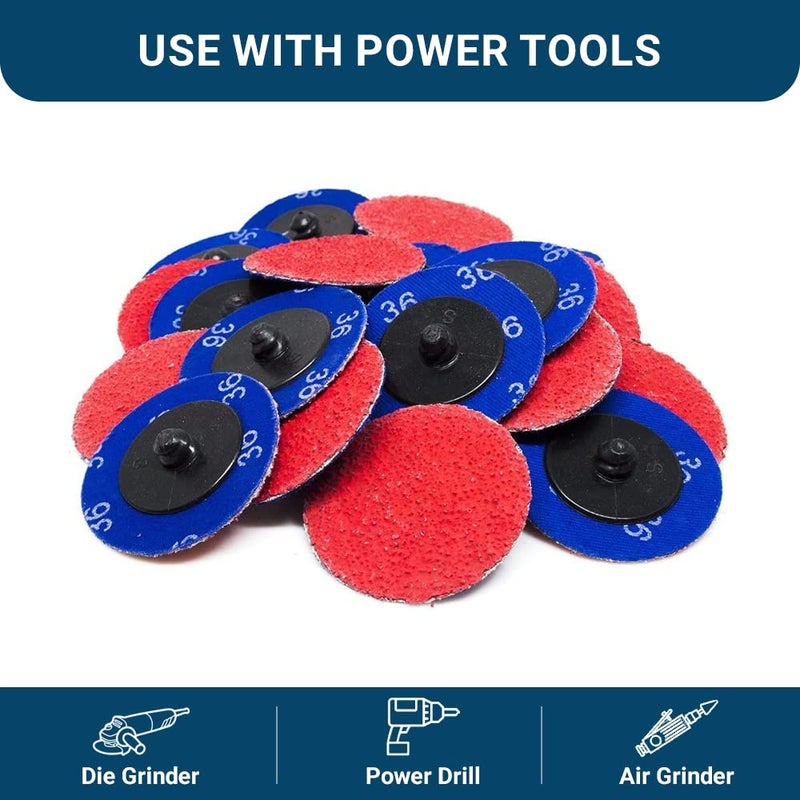 Benchmark Abrasives 2 Inch Sanding Discs Quick Change Ceramic - Drill & Die Grinder Sanding Disc for Deburring, Polishing, Rust Remover for Metal, Paint Stripper (25 Pack) - 80 Grit - Image 3